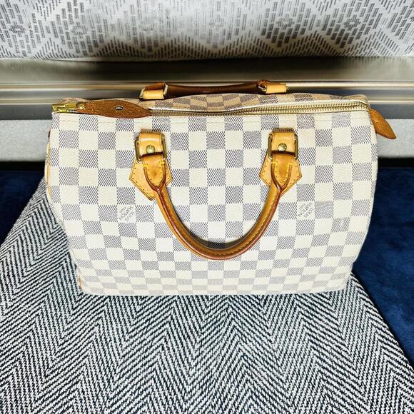 Authentic Louis Vuitton Damier Azur Speedy 30 Satchel Bag - Picture 5 of 16